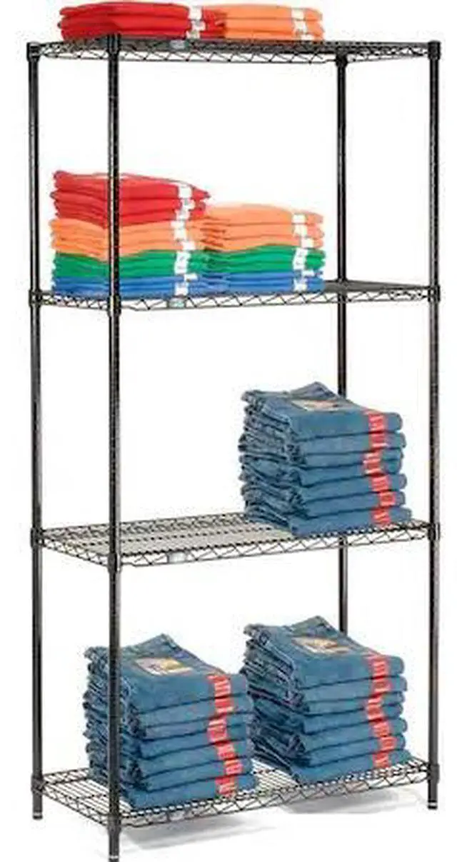 Main image of NEXEL 14305B Black Epoxy, 4 Tier, Wire Shelving Starter Unit, 30W x 14D x 54H