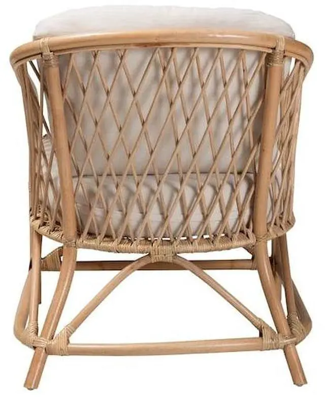 Alt view image 12 of 13 - Baxton Studio Patsy Modern Bohemian White Fabric and Natural Brown Rattan Armchair