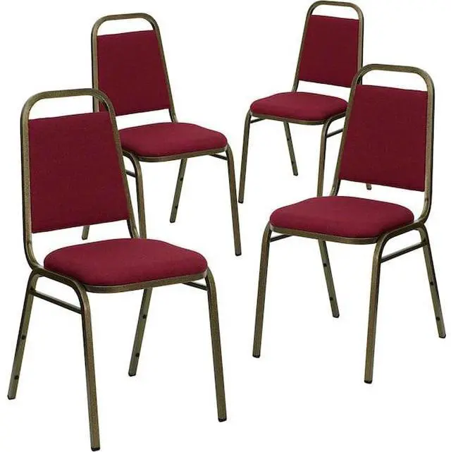 Alt view image 2 of 7 - FLASH FURNITURE 4-FD-BHF-2-BY-GG Burgundy Fabric Banquet Chair,PK4