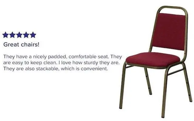 Alt view image 6 of 7 - FLASH FURNITURE 4-FD-BHF-2-BY-GG Burgundy Fabric Banquet Chair,PK4
