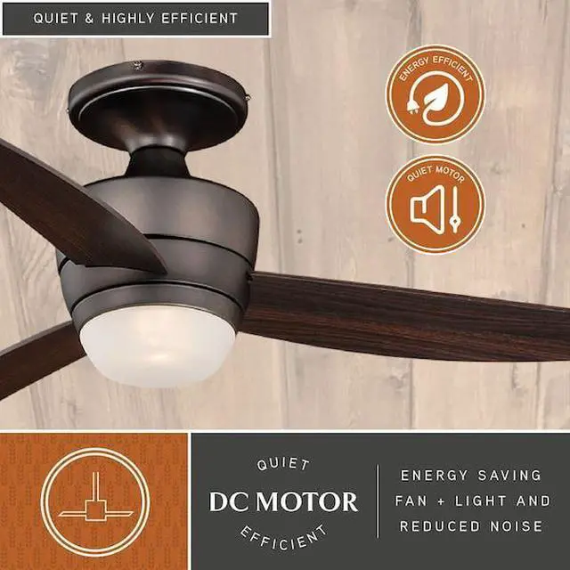 Alt view image 4 of 7 - VAXCEL F0063 Adrian 44 In. Quiet Bronze Flush Ceiling Fan with LED Light Kit