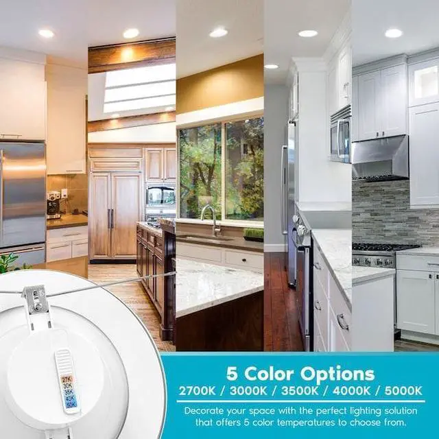 Alt view image 2 of 7 - LUXRITE LR23796-16PK 5/6 Inch LED Recessed Can Lights 5 CCT 2700K-5000K 14W