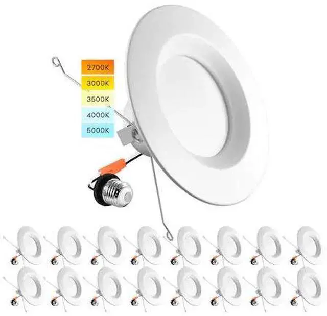 Main image of LUXRITE LR23796-16PK 5/6 Inch LED Recessed Can Lights 5 CCT 2700K-5000K 14W