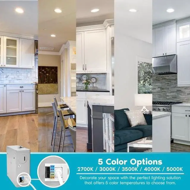 Alt view image 2 of 7 - LUXRITE LR23756-12PK 4 Inch Ultra Thin LED Recessed Downlights 5 CCT Selectable