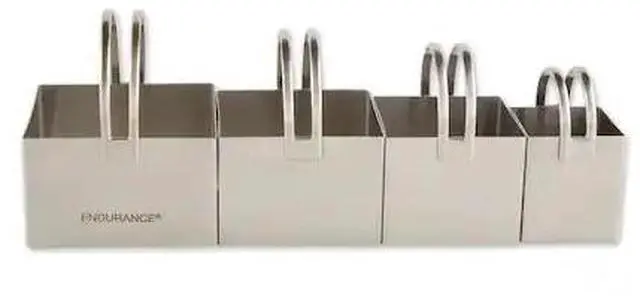 Alt view image 2 of 2 - RSVP International Endurance Square Biscuit Cutters - Stainless Steel, Set of 4 | Nest for Easy Storage | For Cutting Thick or Thin Dough | Professional | Dishwasher Safe, Ribbed, Multi Color