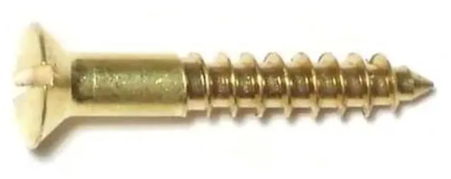 Main image of MIDWEST FASTENER 61648 Wood Screw, #6, 7/8 in, Plain Brass Oval Head Slotted