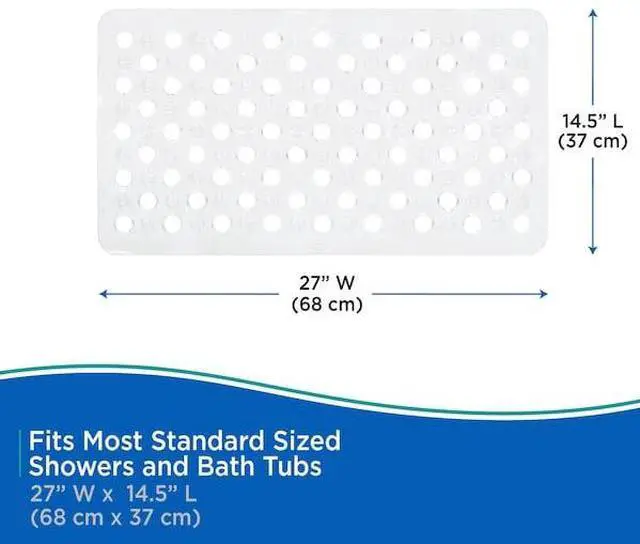 Alt view image 6 of 6 - KENNEY MFG KN67243 Non-Slip Bath, Shower, and Tub Mat with Suction Cups, Clear