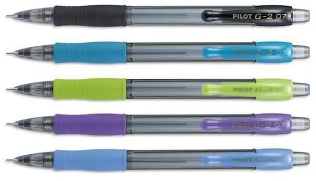 Alt view image 5 of 7 - Pilot Pen 31776 0.7 mm Mechanical Pencil with Lead & Erasers - Black, Lime, Purple, Turquoise & Periwinkle, Pack of 5