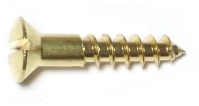 Main image of MIDWEST FASTENER 61651 Wood Screw, #8, 7/8 in, Plain Brass Oval Head Slotted