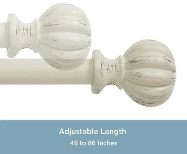 Alt view image 6 of 7 - Kenney Rachel Standard Decorative Window Curtain Rod 48 to 86-Inch Antique White