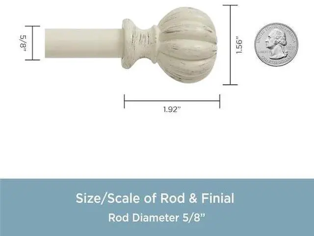 Alt view image 5 of 7 - Kenney Rachel Standard Decorative Window Curtain Rod 48 to 86-Inch Antique White