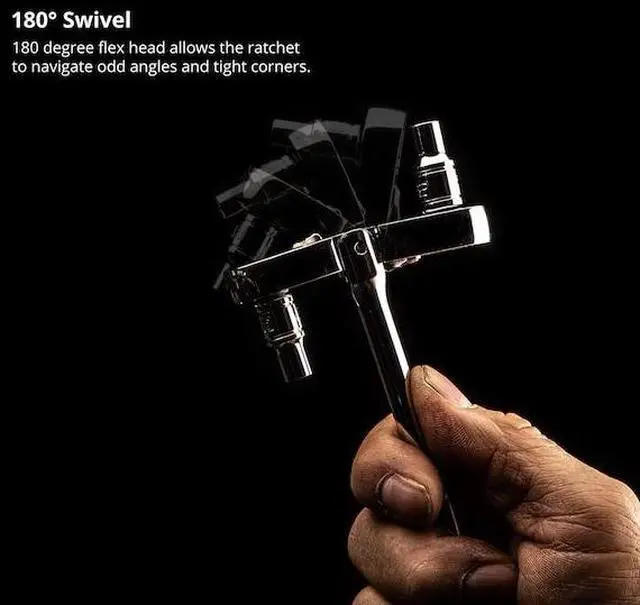 Alt view image 3 of 5 - CAPRI TOOLS CP12100FX 1/4 in Drive 72-Tooth Flex-Head Low Profile Ratchet