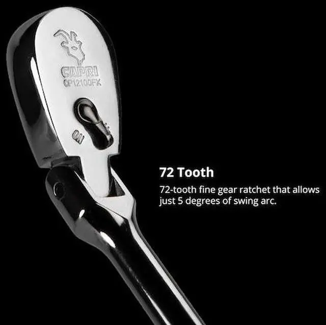 Alt view image 4 of 5 - CAPRI TOOLS CP12100FX 1/4 in Drive 72-Tooth Flex-Head Low Profile Ratchet