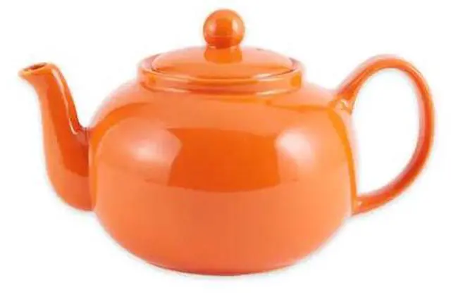 Alt view image 2 of 2 - RSVP Large Stoneware Chai Teapot -Microwave & Dishwasher Safe - 42 oz - Orange