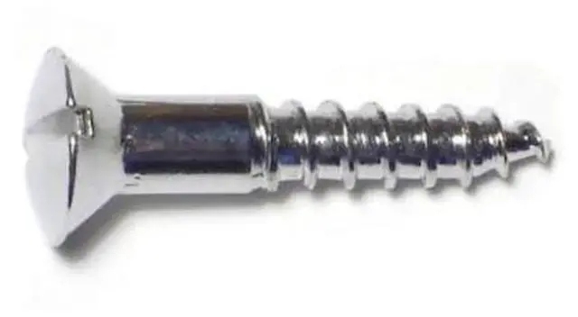 Main image of MIDWEST FASTENER 61714 Wood Screw, #8, 1 in, Chrome Brass Oval Head Slotted