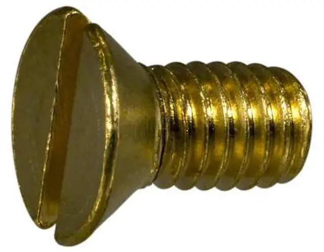 Main image of MIDWEST FASTENER 61471 #10-24 x 3/8 in Slotted Flat Machine Screw, Plain Brass,