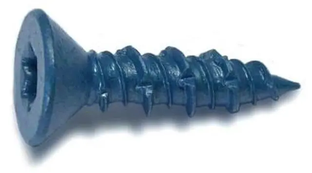 Main image of TORQUEMASTER 51781 Masonry Screw, 5/16" Dia., Flat, 1 1/4 in L, Steel Blue