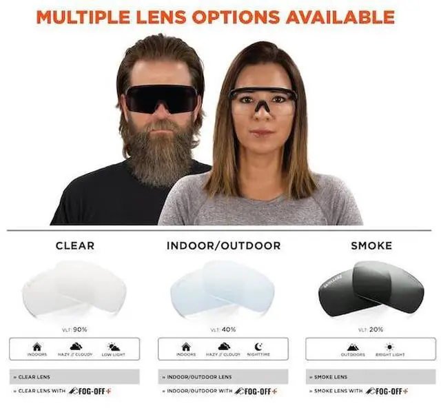 Alt view image 7 of 8 - ERGODYNE AEGIR Safety Sunglasses, Smoke Matte Black Frame