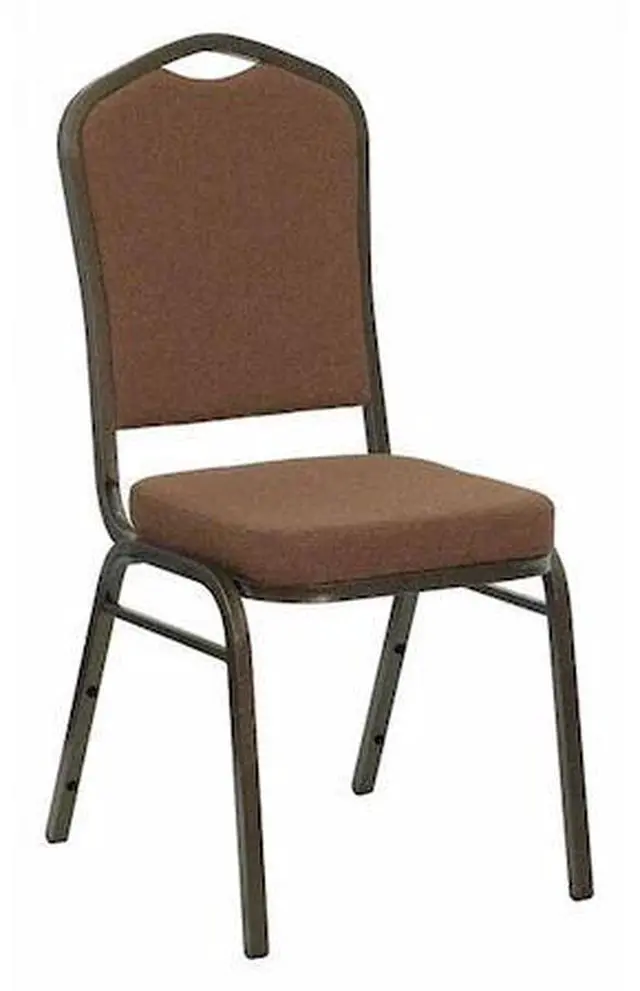 Alt view image 2 of 20 - HERCULES Series Crown Back Stacking Banquet Chair in Coffee Fabric - Gold Vein Frame