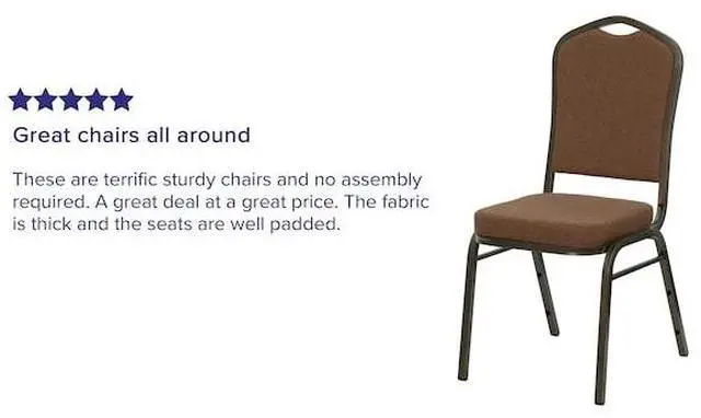 Alt view image 13 of 20 - HERCULES Series Crown Back Stacking Banquet Chair in Coffee Fabric - Gold Vein Frame