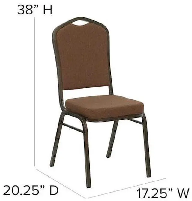 Alt view image 11 of 20 - HERCULES Series Crown Back Stacking Banquet Chair in Coffee Fabric - Gold Vein Frame