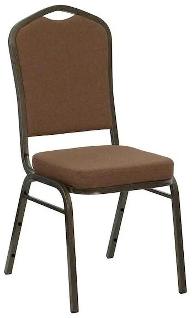 Alt view image 15 of 20 - HERCULES Series Crown Back Stacking Banquet Chair in Coffee Fabric - Gold Vein Frame