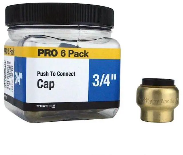 Alt view image 7 of 7 - APOLLO FSBCAP346JR 3/4 in. Brass Push-To-Connect Cap Jar (6-Pack), 6PK