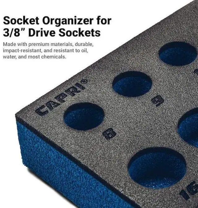 Alt view image 4 of 5 - capri tools mechanic's tray for 3/8 in. drive sockets, metric