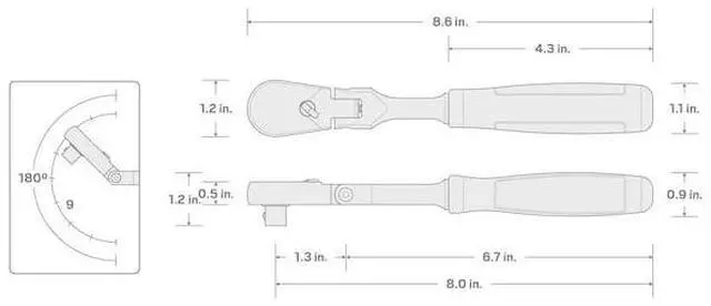 Alt view image 6 of 6 - TEKTON SRH22108 3/8 Inch Drive x 8 Inch Flex Head Comfort Grip Ratchet