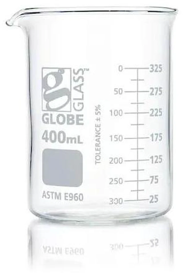 Main image of GLOBE SCIENTIFIC 8010400 Beaker, Globe Glass, 400mL, Low Form Griffin Style,