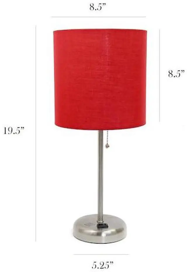 Alt view image 8 of 10 - LimeLights Stick Lamp with Charging Outlet and Fabric Shade