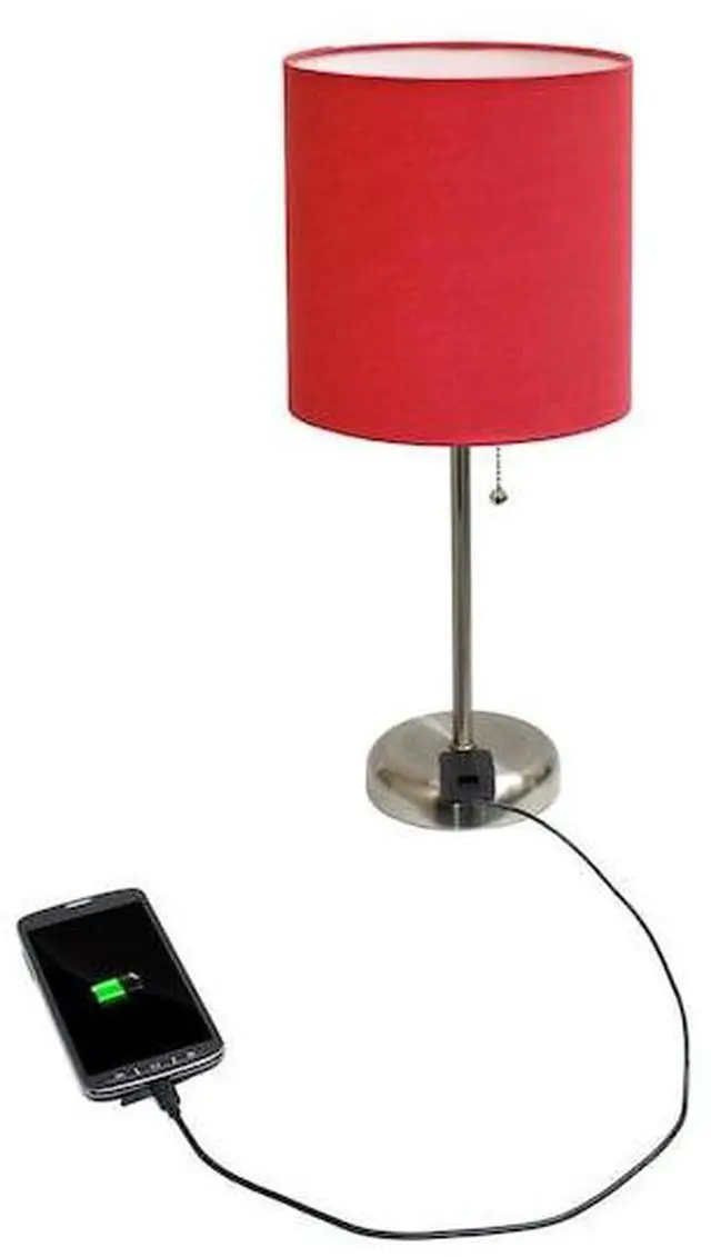 Alt view image 7 of 10 - LimeLights Stick Lamp with Charging Outlet and Fabric Shade