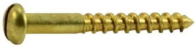 Main image of MIDWEST FASTENER 62078 Wood Screw, #4, 1 in, Plain Brass Round Head Slotted