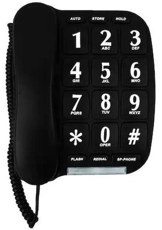 Alt view image 2 of 6 - big button phone for wall or desk with speaker and memory (black)