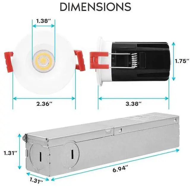 Alt view image 5 of 7 - LUXRITE LR23460-1PK 1 Inch LED Recessed Downlight 5 CCT Selectable 2700K-5000K