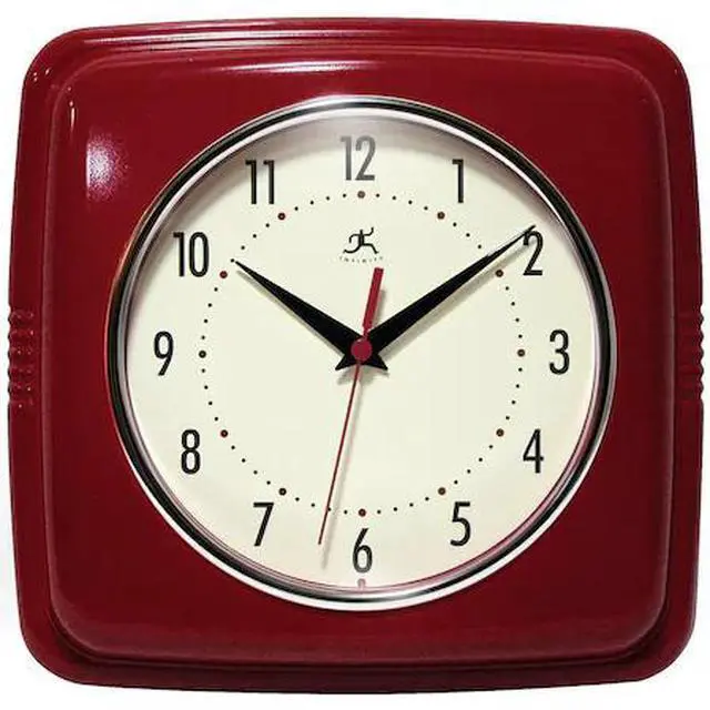 Main image of INFINITY INSTRUMENTS 13228RD-4103 Square Retro Red - 9" Square Retro Wall Clock