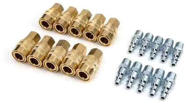 Main image of STEELMAN 99473-B 20-Piece 1/4" NPT Solid Brass Coupler and Steel Plug Pack