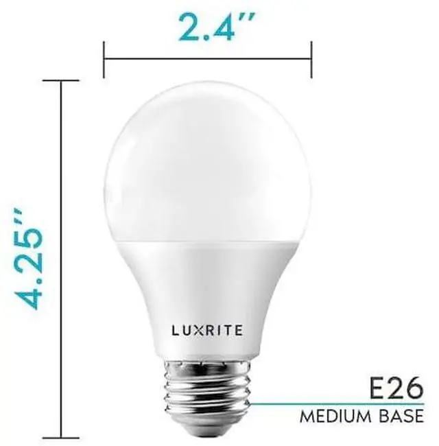 Alt view image 2 of 2 - LUXRITE LR21424-12PK A19 LED Light Bulbs 9W (60W Equivalent) 800LM 3500K