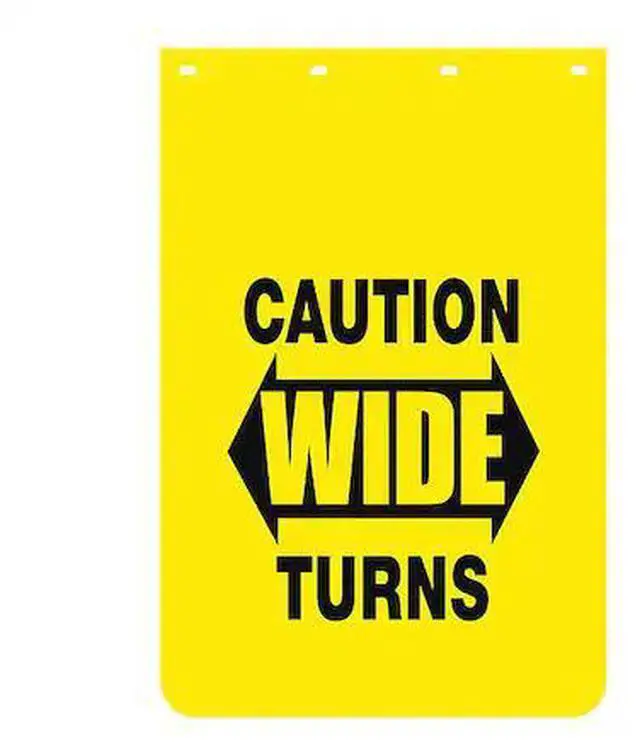 Main image of BUYERS PRODUCTS B2436YC Mudflap,Caution Wide Turns,24" x 36",PK2, 2 PK