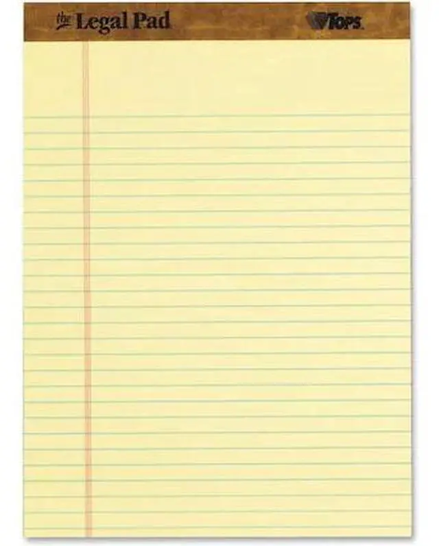Alt view image 3 of 4 - Tops 75327 The Legal Pad Legal Rule Perforated Pads, Letter Size, Canary, 50 Sht Pads, 3-Pk