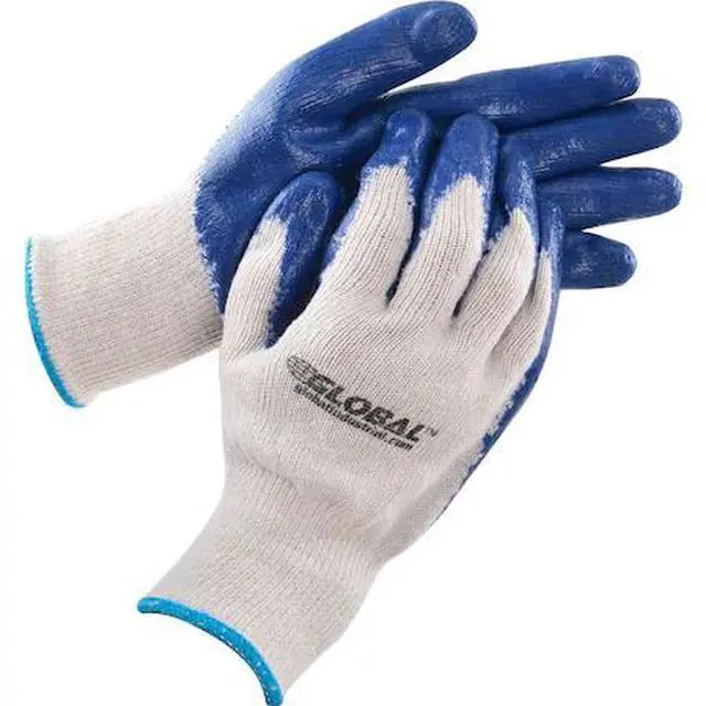 Main image of Latex Coated String Knit Work Gloves, Natural/Blue, X-Large, 1-Dozen