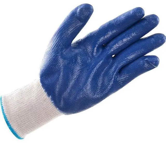 Alt view image 2 of 5 - Latex Coated String Knit Work Gloves, Natural/Blue, X-Large, 1-Dozen