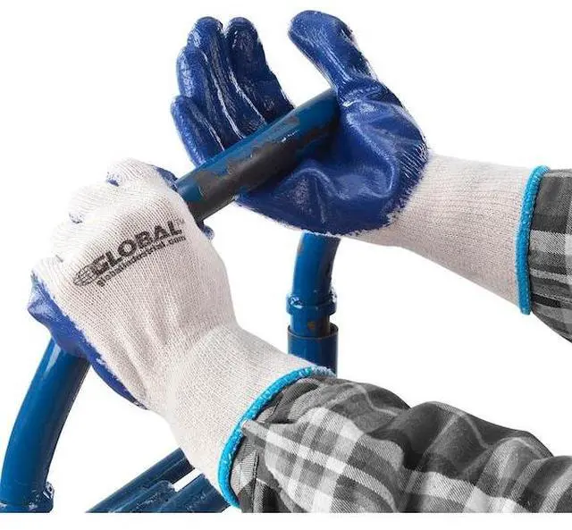 Alt view image 5 of 5 - Latex Coated String Knit Work Gloves, Natural/Blue, X-Large, 1-Dozen