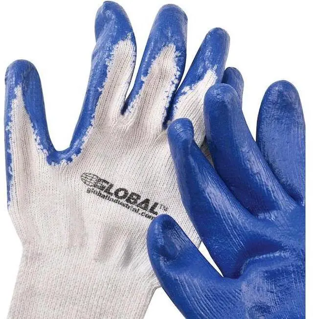 Alt view image 4 of 5 - Latex Coated String Knit Work Gloves, Natural/Blue, X-Large, 1-Dozen