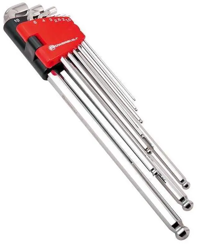 Alt view image 2 of 2 - POWERBUILT 240100 9Pc Metric Stubby & Extra Long Hex Ball  End Hex Wrench Set