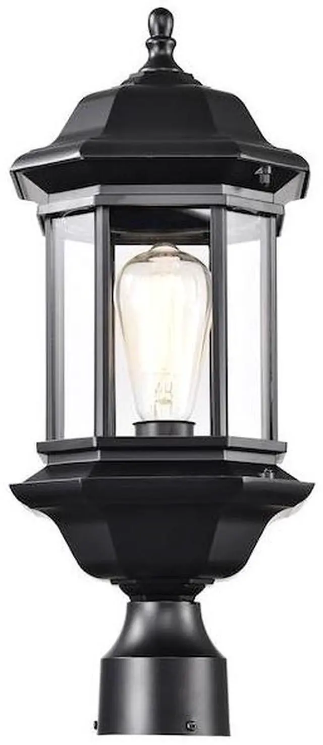 Alt view image 3 of 7 - NUVO 60/6115 Hopkins Outdoor Large Post Lantern 1 Light Matte Black Finish