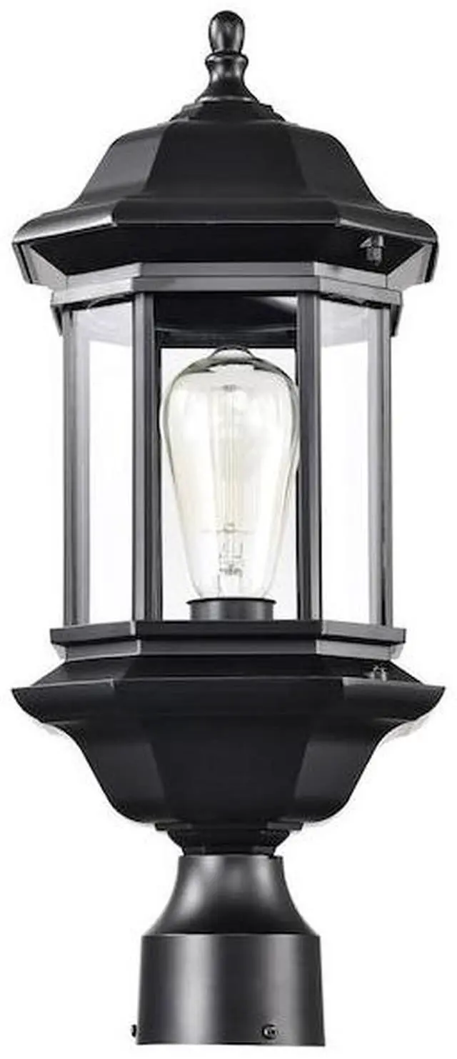 Alt view image 4 of 7 - NUVO 60/6115 Hopkins Outdoor Large Post Lantern 1 Light Matte Black Finish