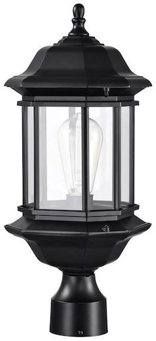 Alt view image 2 of 7 - NUVO 60/6115 Hopkins Outdoor Large Post Lantern 1 Light Matte Black Finish