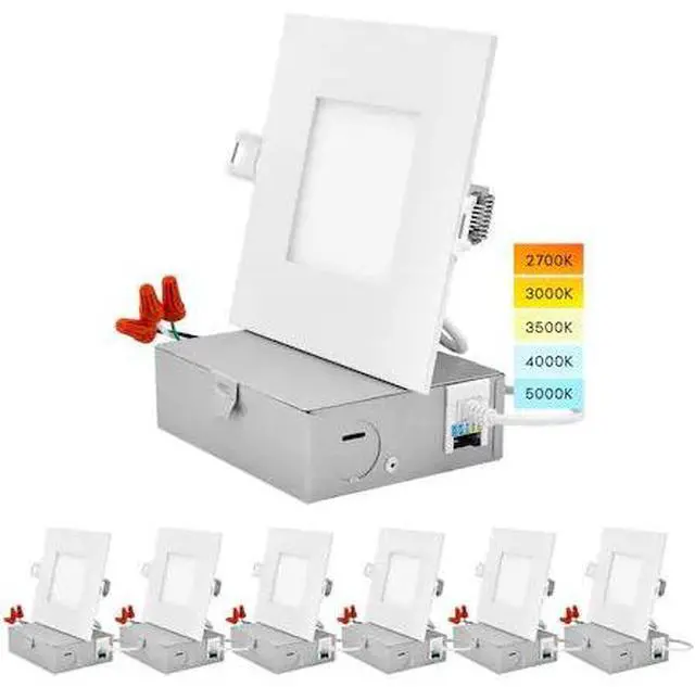 Main image of LUXRITE LR23759-6PK 4" Square Ultra Thin LED Recessed Downlights 5 CCT