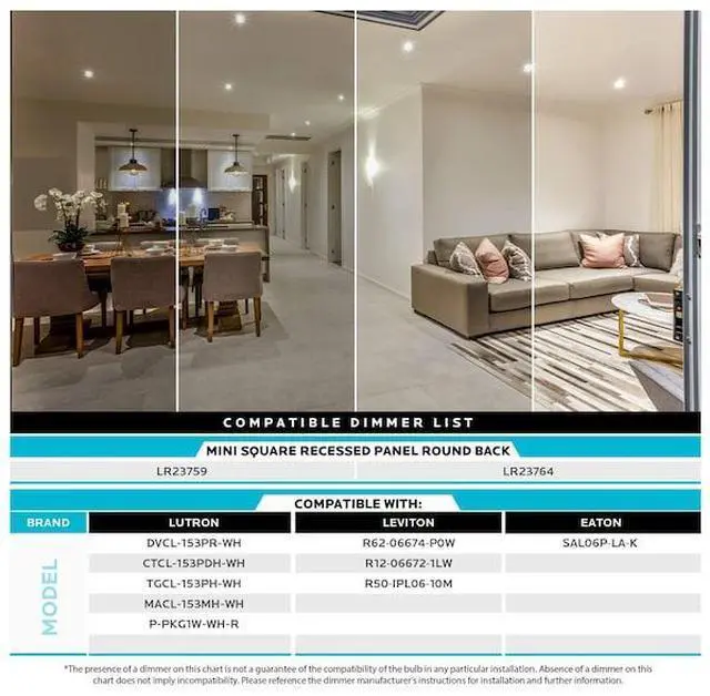Alt view image 3 of 7 - LUXRITE LR23759-6PK 4" Square Ultra Thin LED Recessed Downlights 5 CCT